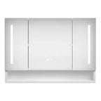 CASAINC 39x28 Inch Aluminum Bathroom Mirror Cabinet with LED Lights and Storage Compartments