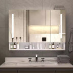 Armoire de toilette CASAINC 39x28 pouces en aluminium avec lumières LED et compartiments de rangement