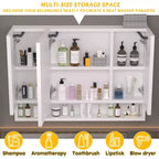 Armoire de toilette CASAINC 39x28 pouces en aluminium avec lumières LED et compartiments de rangement