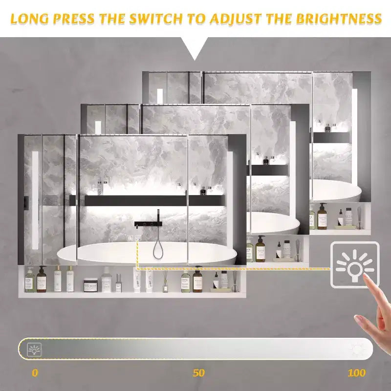 Armoire de toilette CASAINC 39x28 pouces en aluminium avec lumières LED et compartiments de rangement