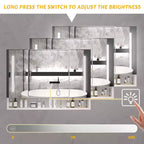 Armoire de toilette CASAINC 39x28 pouces en aluminium avec lumières LED et compartiments de rangement