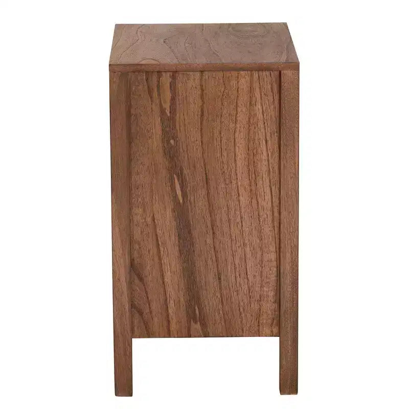 Table de chevet bohème en bois Satoshi de GDFStudio avec étagère et porte en cordage