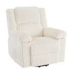 Fauteuil inclinable en velours côtelé, canapé inclinable manuel, rembourrage épais, poche latérale, capacité de 150 kg, fauteuil inclinable pour salon, chambre, cinéma maison, blanc
