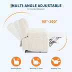 Fauteuil inclinable en velours côtelé, canapé inclinable manuel, rembourrage épais, poche latérale, capacité de 150 kg, fauteuil inclinable pour salon, chambre, cinéma maison, blanc