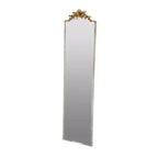 Miroir mural rectangulaire pleine longueur de 46 x 180 cm avec cadre ivoire vieilli et couronne florale dorée