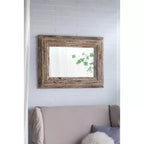 30 x 39 Inch Rectangular Wall Accent Mirror with Distressed Wood Frame