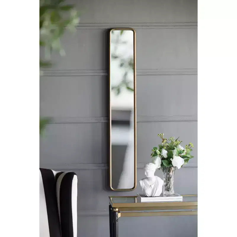 Miroir mural pleine longueur de 47 x 8 pouces avec cadre en métal doré antique