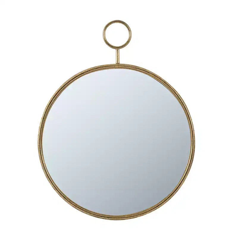 Miroir mural rond de 22 x 28 pouces avec cadre en fer doré