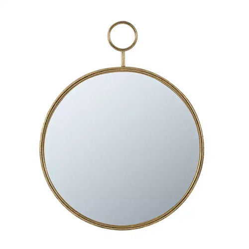 Miroir mural rond de 22 x 28 pouces avec cadre en fer doré
