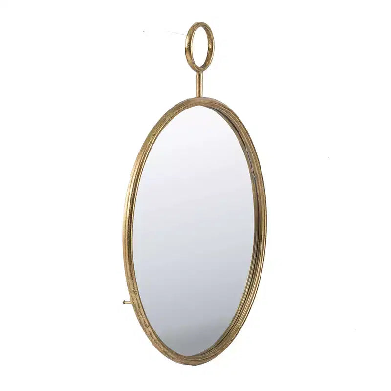 Miroir mural rond de 22 x 28 pouces avec cadre en fer doré