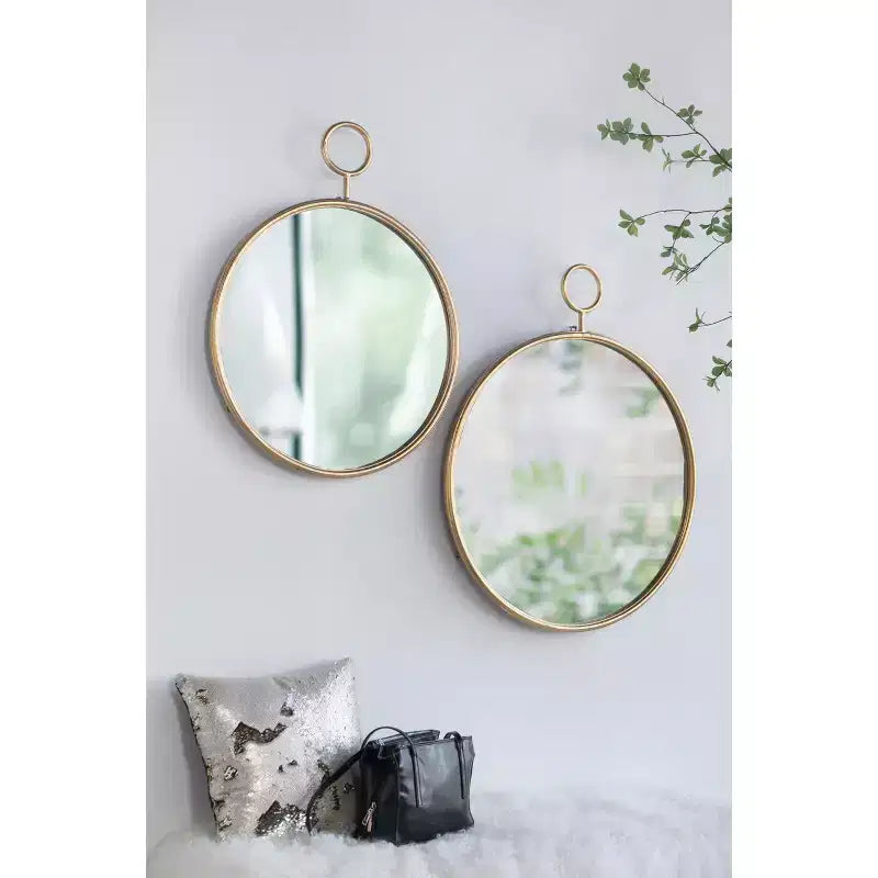 Miroir mural rond de 22 x 28 pouces avec cadre en fer doré