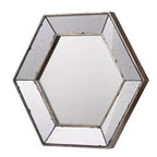 Miroir mural hexagonal 21 x 18 pouces avec cadre argenté traditionnel