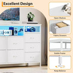 Commode à 10 tiroirs pour chambre à coucher, meuble TV de 63,3 po pour téléviseurs de 65-75 po, commode en tissu, centre de divertissement pour chambre à coucher et salon
