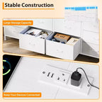 Commode à 10 tiroirs pour chambre à coucher, meuble TV de 63,3 po pour téléviseurs de 65-75 po, commode en tissu, centre de divertissement pour chambre à coucher et salon