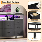 Commode à 10 tiroirs pour chambre à coucher, meuble TV de 63,3 po pour téléviseurs de 65-75 po, commode en tissu, centre de divertissement pour chambre à coucher et salon