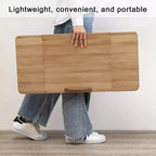 Table basse pliable de 19,6 pouces, petite table basse pliable en bambou pour les petits espaces, bureau au sol multifonctionnel pour le bureau à domicile, la chambre, le bureau et le salon