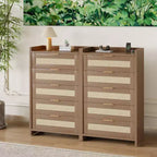 COZONY Commode en rotin, meuble de rangement haut à 5 tiroirs avec poignées métalliques pour chambre à coucher et salon