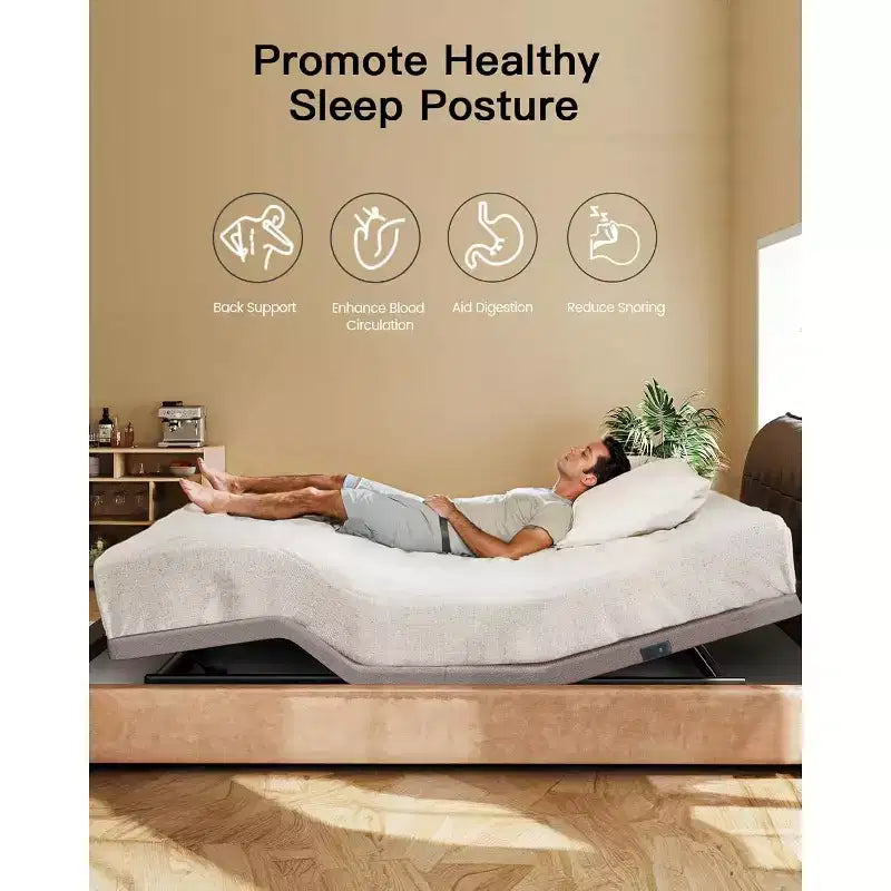 Cadre de lit ajustable Queen size, dégagement zéro et mode zéro gravité, lit électrique avec inclinaison tête et pieds, 4 ports USB et télécommande sans fil