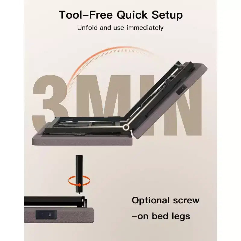 Cadre de lit ajustable Queen size, dégagement zéro et mode zéro gravité, lit électrique avec inclinaison tête et pieds, 4 ports USB et télécommande sans fil