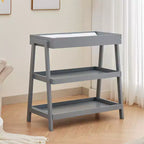 Baby Changing Table, Wooden Diaper Changing Table with Waterproof Pad, 3 Tier Diaper Portable Changing Station for Children's Room, Bedroom