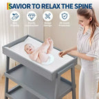 Table à langer pour bébé, table à langer en bois avec matelas imperméable, station à langer portable à 3 niveaux pour chambre d'enfant, chambre à coucher