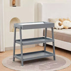 Table à langer pour bébé, table à langer en bois avec matelas imperméable, station à langer portable à 3 niveaux pour chambre d'enfant, chambre à coucher