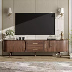 PexFix 70.8 Mid-Century Modern TV Stand for 80 TV Entertainment Center with Storage for Living Room Bedroom Media Console Table with 2 Drawers Brown
