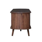 PexFix Meuble TV moderne du milieu du siècle de 180 cm, centre de divertissement pour téléviseurs de 80 pouces, avec rangement pour salon, chambre à coucher, table de console multimédia avec 2 tiroirs, marron.