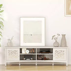 Meuble TV moderne Bestier pour téléviseurs jusqu'à 75 pouces, console TV avec étagère de rangement réglable, miroir décoratif, centre de divertissement pour salon