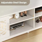 Meuble TV moderne Bestier pour téléviseurs jusqu'à 75 pouces, console TV avec étagère de rangement réglable, miroir décoratif, centre de divertissement pour salon