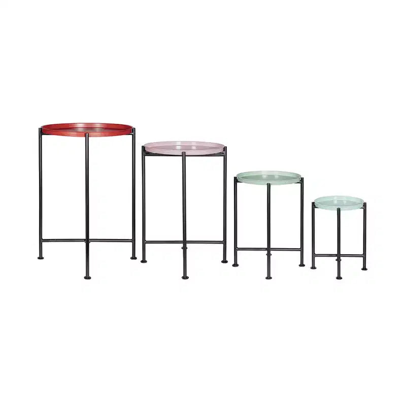 Ensemble de 4 supports à plantes gigognes multicolores à cadre métallique