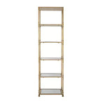 Antique Gold Six Tier Mirrored Shelving Unit 20x14x70.5