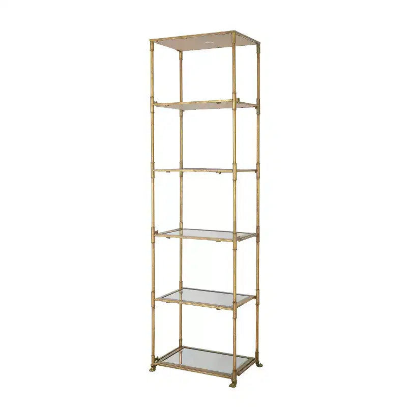 Étagère à 6 niveaux avec miroirs, dorée antique 20x14x70.5