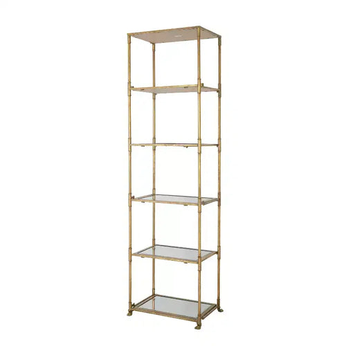 Étagère à 6 niveaux avec miroirs, dorée antique 20x14x70.5