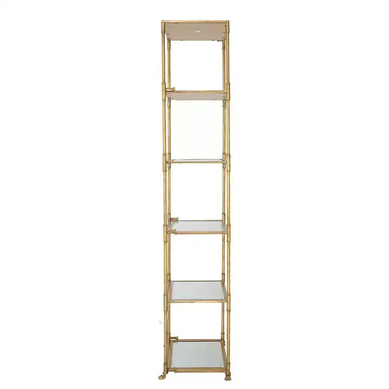 Étagère à 6 niveaux avec miroirs, dorée antique 20x14x70.5