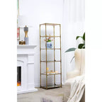 Étagère à 6 niveaux avec miroirs, dorée antique 20x14x70.5
