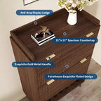 Meuble à chaussures cannelé pour entrée, Rangement à chaussures étroit moderne, Étagère inférieure ouverte, 2 tiroirs basculants, Étagères réglables