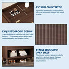Meuble à chaussures cannelé pour entrée, Rangement à chaussures étroit moderne, Étagère inférieure ouverte, 2 tiroirs basculants, Étagères réglables