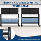 Établi COZONY avec panneau perforé, table de travail à cadre en acier avec étagères de rangement pour garage et atelier