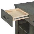 Clihome Îlot de cuisine extensible avec rangement, Chariot de cuisine multifonctionnel avec prises de courant intégrées, avec tiroirs et étagères ouvertes pour la cuisine