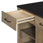 Clihome Îlot de cuisine extensible avec rangement, Chariot de cuisine multifonctionnel avec prises de courant intégrées, avec tiroirs et étagères ouvertes pour la cuisine