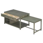 Clihome Îlot de cuisine extensible avec rangement, Chariot de cuisine multifonctionnel avec prises de courant intégrées, avec tiroirs et étagères ouvertes pour la cuisine