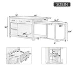 Clihome Îlot de cuisine extensible avec rangement, Chariot de cuisine multifonctionnel avec prises de courant intégrées, avec tiroirs et étagères ouvertes pour la cuisine