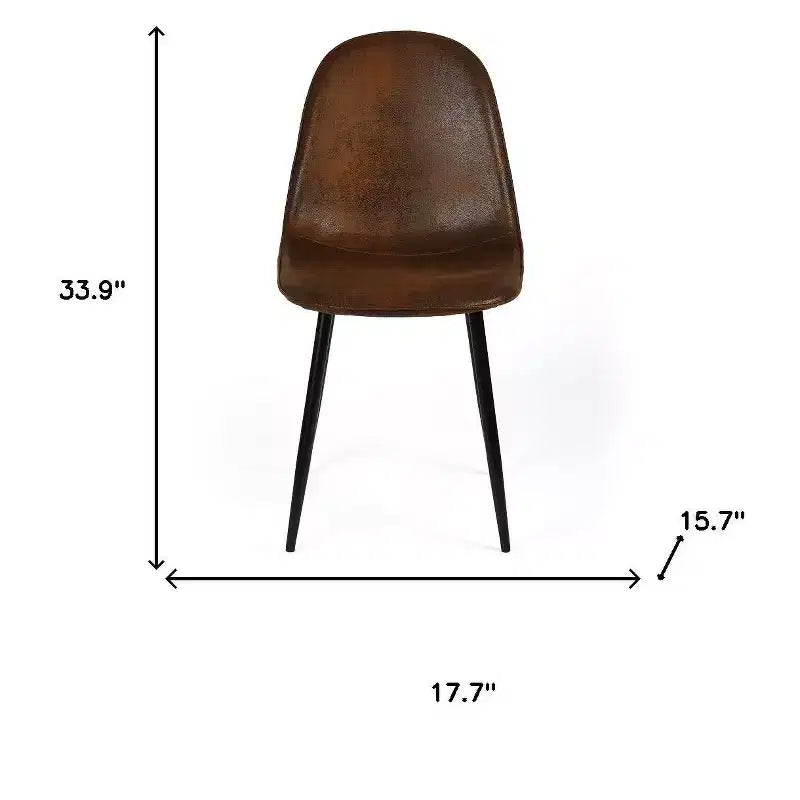 Lot de quatre chaises de salle à manger HomeRoots en similicuir suédé noir et expresso avec structure en acier