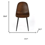 Lot de quatre chaises de salle à manger HomeRoots en similicuir suédé noir et expresso avec structure en acier