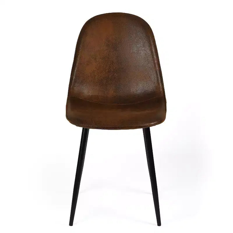 Lot de quatre chaises de salle à manger HomeRoots en similicuir suédé noir et expresso avec structure en acier