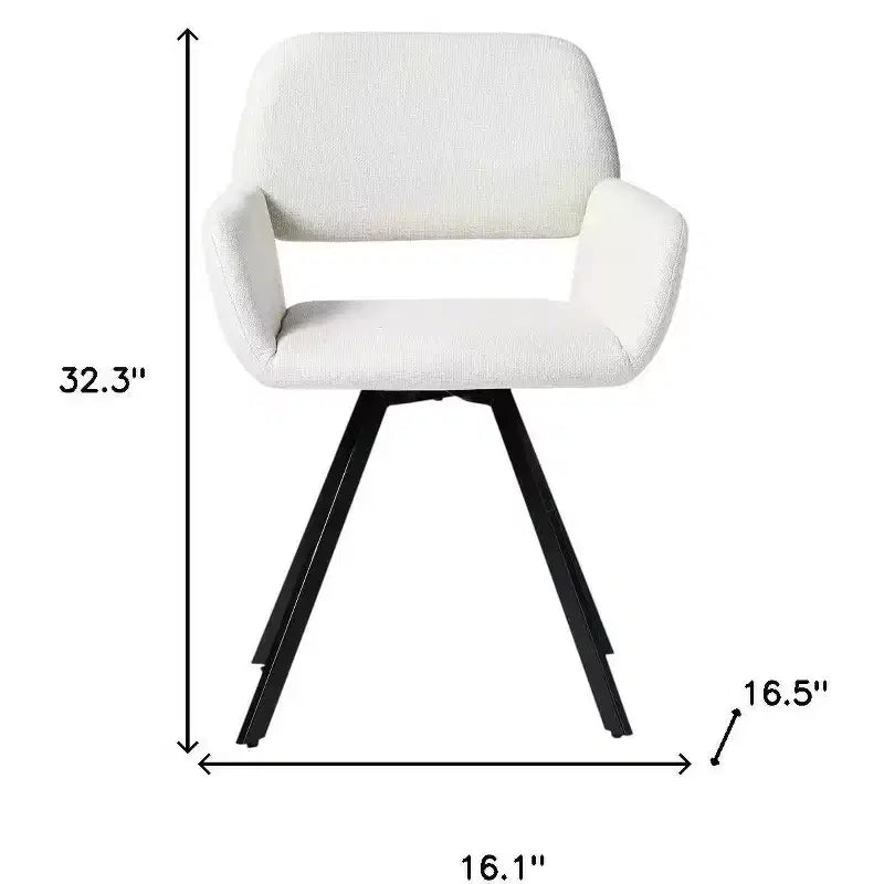 HomeRoots Lot de deux chaises de salle à manger avec accoudoirs en tissu beige et noir et acier