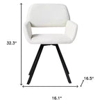 HomeRoots Lot de deux chaises de salle à manger avec accoudoirs en tissu beige et noir et acier