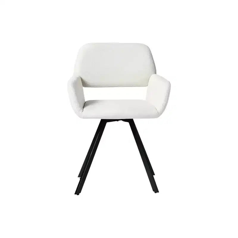 HomeRoots Lot de deux chaises de salle à manger avec accoudoirs en tissu beige et noir et acier