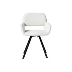 HomeRoots Lot de deux chaises de salle à manger avec accoudoirs en tissu beige et noir et acier
